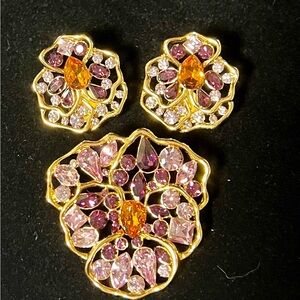 Vintage Nolan Miller, Brooch and Clip-On Earrings Ensemble ~Beautiful~ Preowned